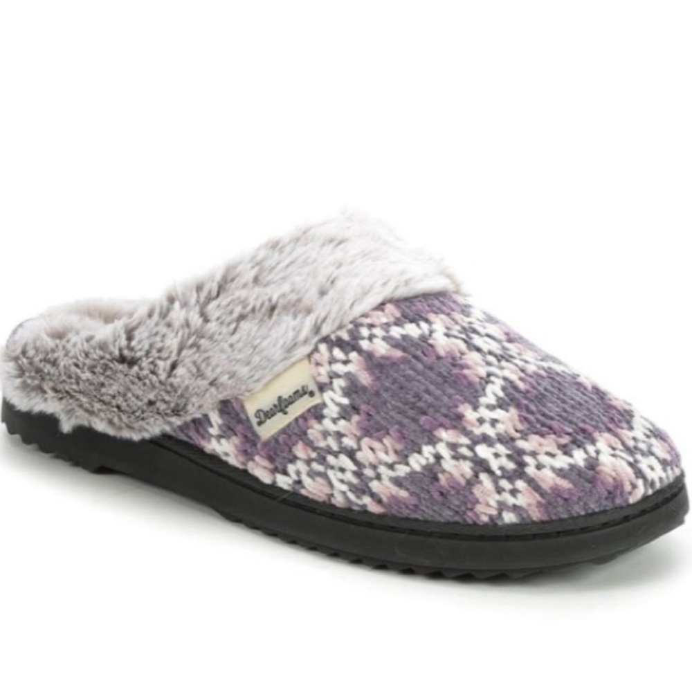 Dearfoams Womens Allison Textured Chenille Knit Scuff Slipper Aztec Small